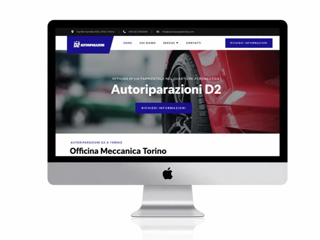 Sito web per Autoriparazioni D2, officina meccanica a Torino