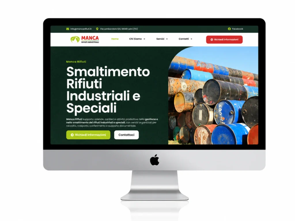 Sito web per Manca Rifiuti, smaltimento rifiuti industriali