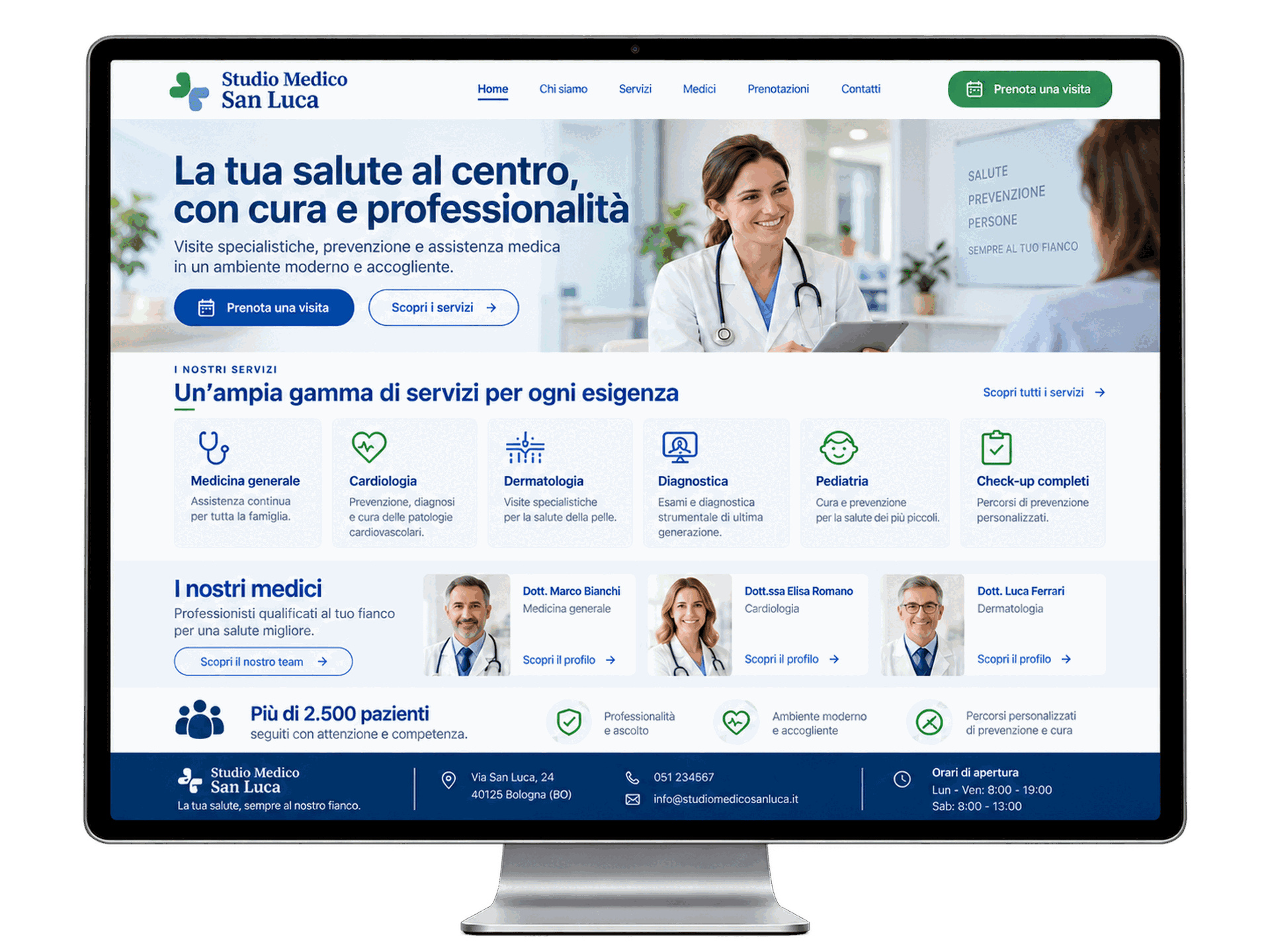 Sito web per medici: versione desktop